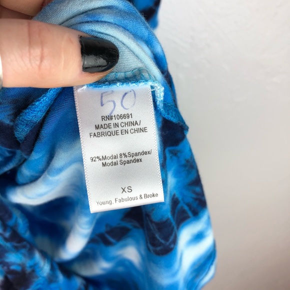 YOUNG BROKE & FABULOUS Blue Tie Dye Romper XS - Picture 10 of 14